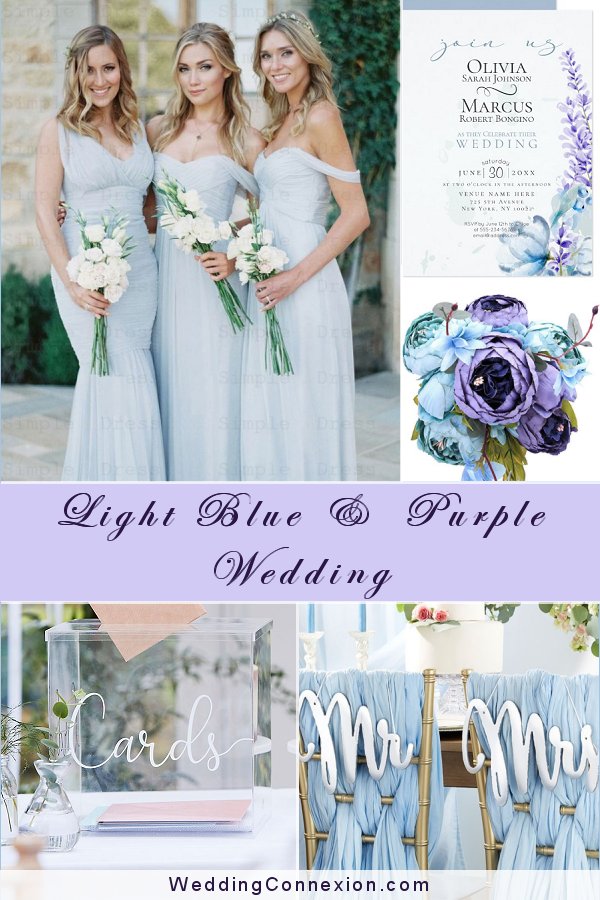 Modern Light Blue & Purple Trendy Wedding Color Theme